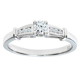 0.25ct Round Diamond  Prong Set Side Stone Ring in UK Hallmarked 9ct White Gold